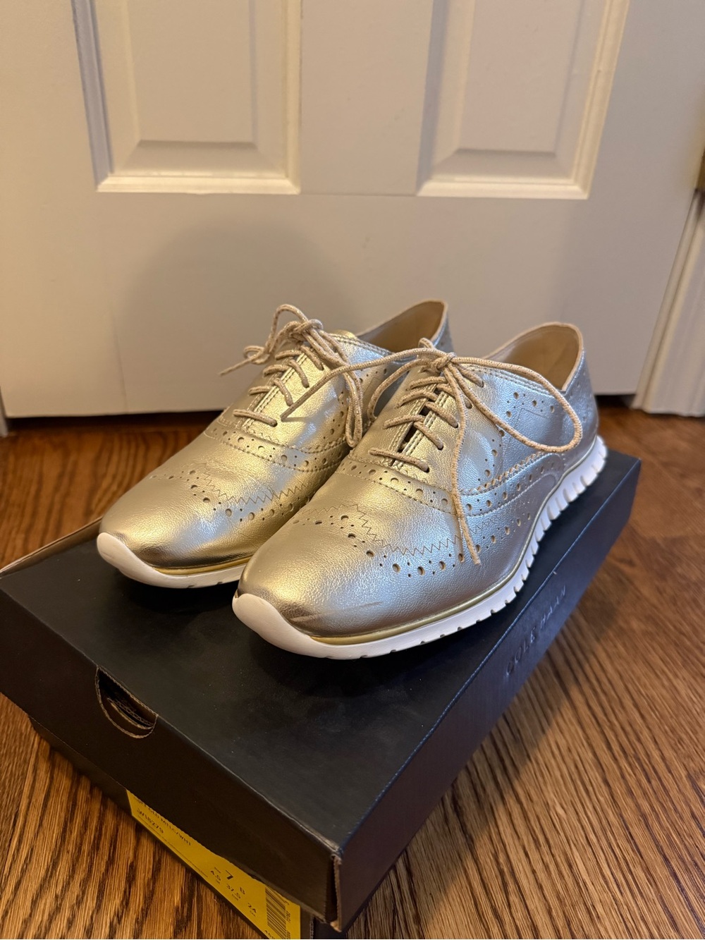 Cole Haan Metallic Gold Wingtip Sneakers